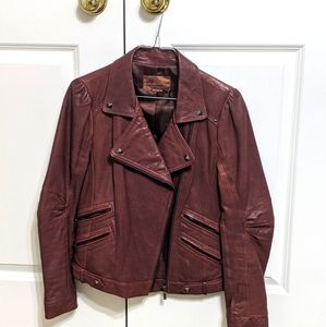 GENUINE Brown leather rider jacket